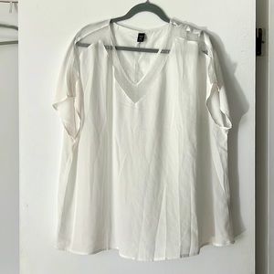 SHEIN 2XL shirt with polkadot see through accent on neck and shoulders bride